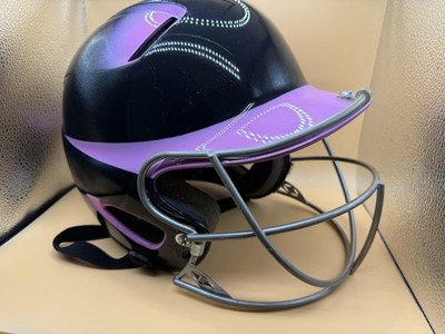 Easton Softball Helmet Girls Small Black Purple Full Face Mask BIO-DRI Cage