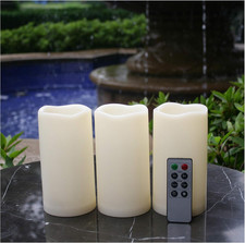 Waterproof Outdoor Flameless LED Candles - with Remote and Timer Realistic Flick