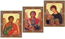 Archangels Saint Michael Raphael Gabriel, The Three Great Archangels Wooden Icon