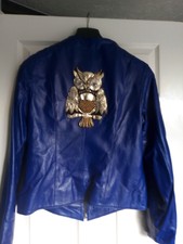 Dsquared2 Blue Leather Jacket , Size 36-38 Inch Chest. Embellished