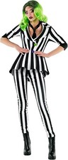Women`s Beetlejuice Costume Striped Horror Suit Fancy Dress Halloween S - 3XL