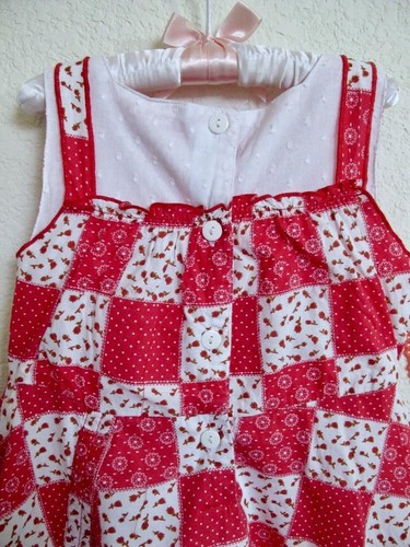 Beetlejuice London Boutique Dress 5 Patchwork Print Red Wht Ruffles CottageCore - Picture 14 of 15