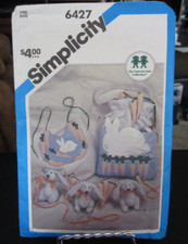 Simplicity 6427 Bib, Diaper Bag  Crib Toy Pattern  Transfers Pattern