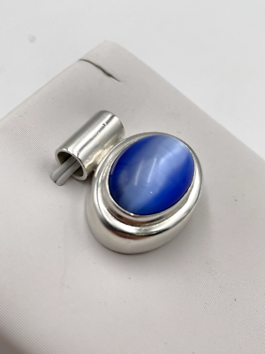 ★ SILVER 925 シルバー　SV　MEXICO ネックレス　ブルー石 STERLING SILVER 925 MEXICO BLUE GEMSTONE OVAL PENDANT 13g | eBay