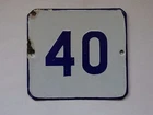 VINTAGE ENAMEL PORCELAIN TIN SIGN PLATE address number 40 rare sing No.BL5
