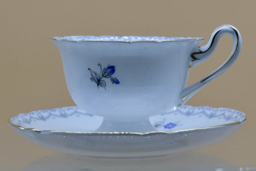 FOR SALE A VINTAGE TEA CUP AND SAUCER GOLD TRIM AND BEAUTIFUL FLOWERS -- Antique Price Guide
