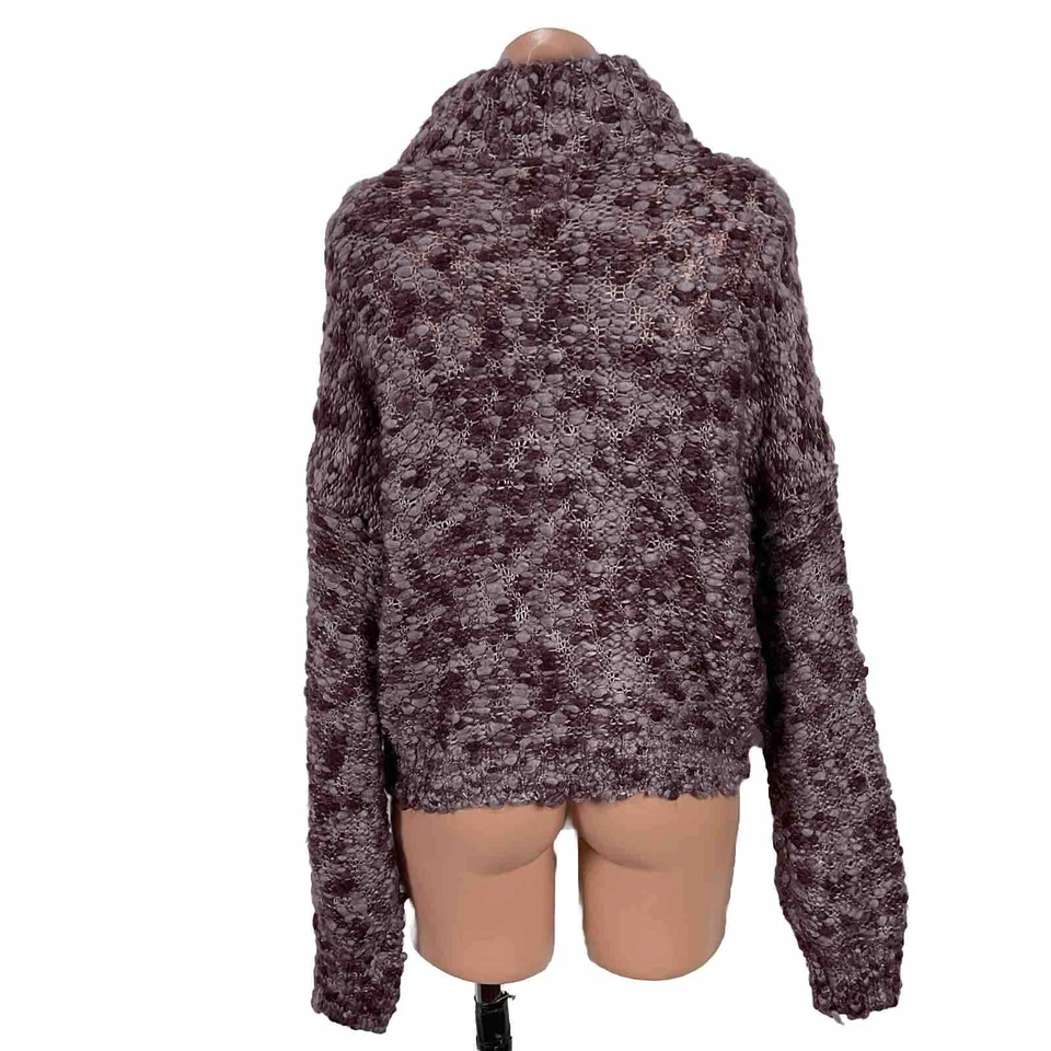 HOLLISTER PURPLE Chunky Knit Crochet TURTLENECK SWEATER SZ M - Image 3 of 4