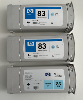 3x original Hp 83 light cyan hell hp c4944a hp designjet 5000 hp designjet 5500