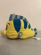 FLOUNDER THE LITTLE MERMAID DISNEY 7  STUFFED PLUSH BEAN BAG TOY PRE-OWNED 