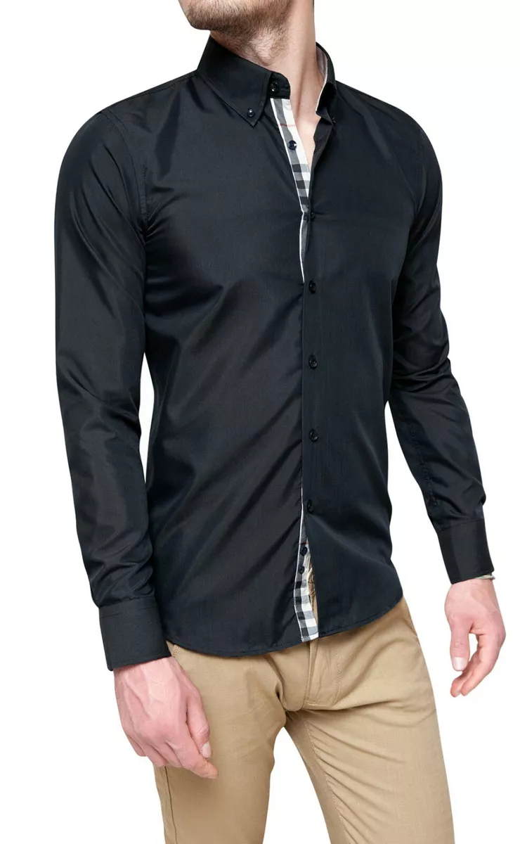 Camicia nera hotsell lucida uomo