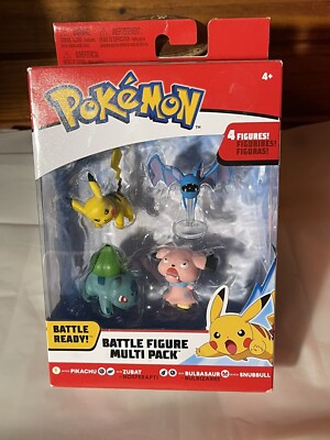 Pokemon Battle Figure Multi Pack: Pikachu, Zubat, Bulbasaur & Snubbull Figures!