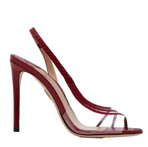 PRADA Leather Studded Patent Heel Bright Red Womans Size 38 1/2 | eBay