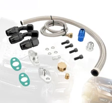 Universal Turbo Oil Line Kit Feed + Return Drain Flange T3 T4 T04E Oil Pan Plug