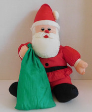 Vintage Santa Claus plush nylon parachute material St Nick stuffed animal red