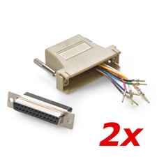 2 Pack - DB25 25-Pin Serial D-SUB Female to RJ45 Female 8P8C Adapter Converter