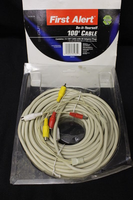 NEW First Alert Do-It-Yourself 100' CABLE with AV Adapter Plugs Cat. HSCC44
