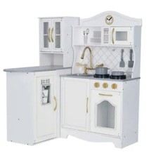 Little Chef Upper East Retro Play Kitchen in White/Gold