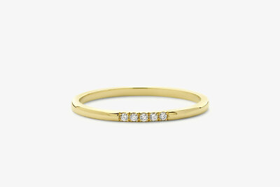 Diamond Memory Gold Ring 5 Diamonds 0.05 Carat in 585s 14K Gold White Gold Rose