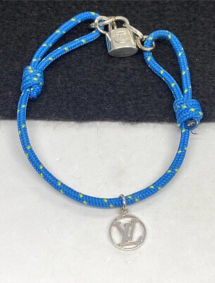 Louis Vuitton Sterlingsilber Virgil Abloh Lockit blaue Kordel Armband C79396