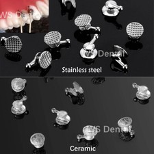 10 Pcs Dental Orthodontic MIM Bondable Lingual Buttons with Hook Round Mesh Base
