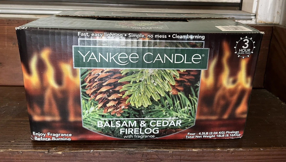 1 Box of 4 Yankee Candle Balsam Cedar Fire Log Scented Fireplace/Fire Pit ~  New | eBay