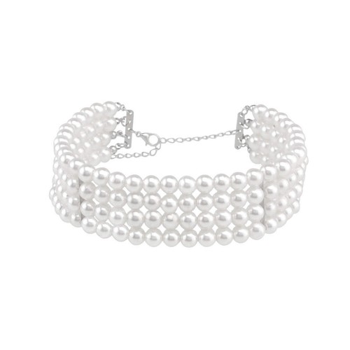 4 Row White Round Pearl Choker Necklace Women's Jewellery Jewelry Pearls Fashon - Picture 6 of 6