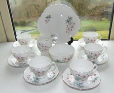 Roslyn Fine Bone China 15PC Cups Saucers Plate Jug Bowl R1028 Pink Floral