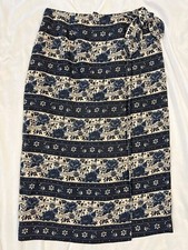 Talbots Irish Linen Floral Print Wrap Skirt Size 8