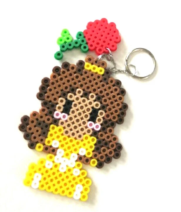 Perler Beads Disney Princess Belle w/ Rose Keychain