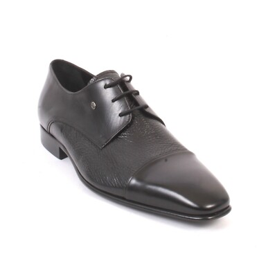 ROBERTO SERPENTINI 63002 Black Leather Lace-Up Classic Shoes 44 / US 11