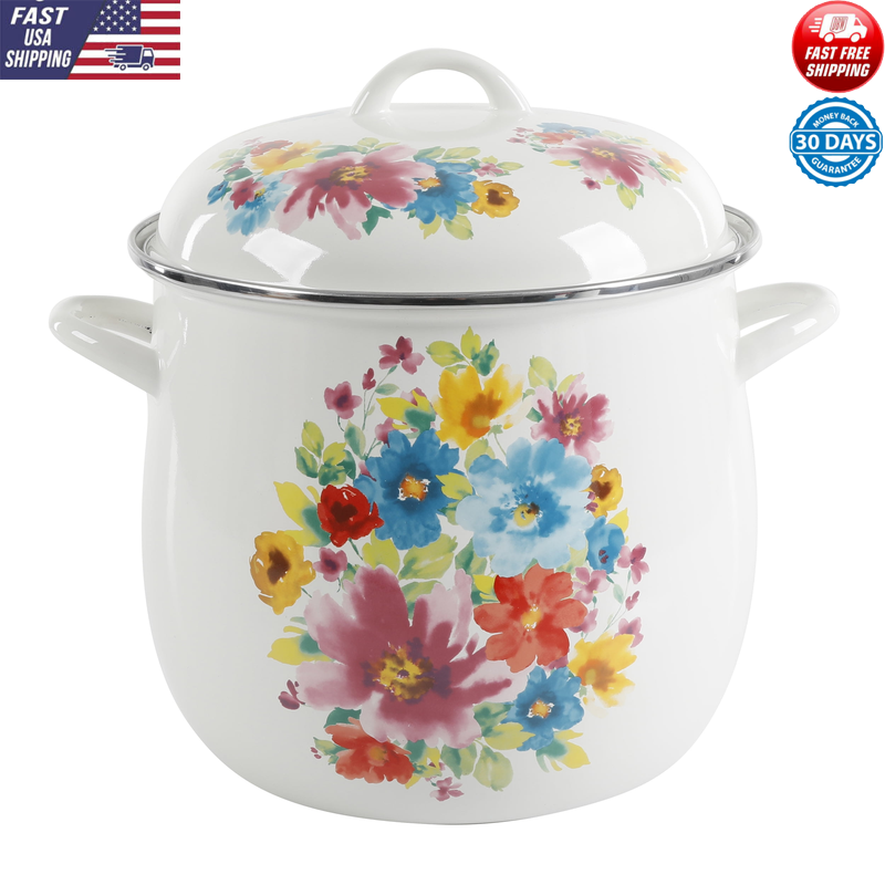 12 Quart Large Enamel-on-Steel Stock Pot Durable New Oven-Safe Kitchen Stockpot
