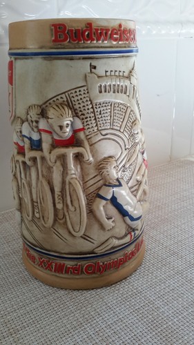 Vintage 1980 Budweiser Bier Stein 6,5" Höhe 1984 Los Angeles Olympische Spiele EUC - Bild 3 von 9