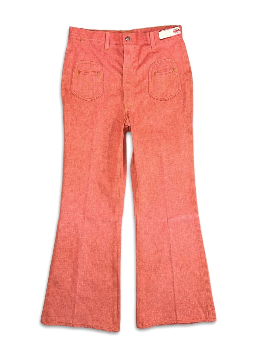 Red snap bell bottom cheap jeans