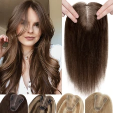 Free Part Women Topper REAL Human Hair Top Toupee Piece Clip in REMY Hairpiece A