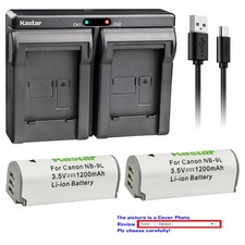 Kastar Battery Dual Charger for Canon NB-9L NB9L Canon CB-2LB CB2LB CB-2LBE