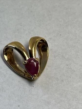Sterling Silver Vermeil Pear Shape Ruby "V" Slide Pendant 0.75" 8b