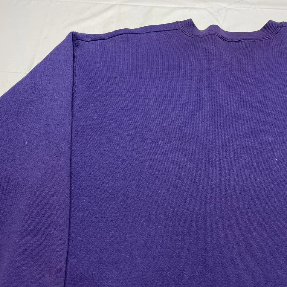 Vintage 90s Flowers Sweatshirt Mens XL Purple Pullover Floral Art USA Made 80s - Image 4 of 4