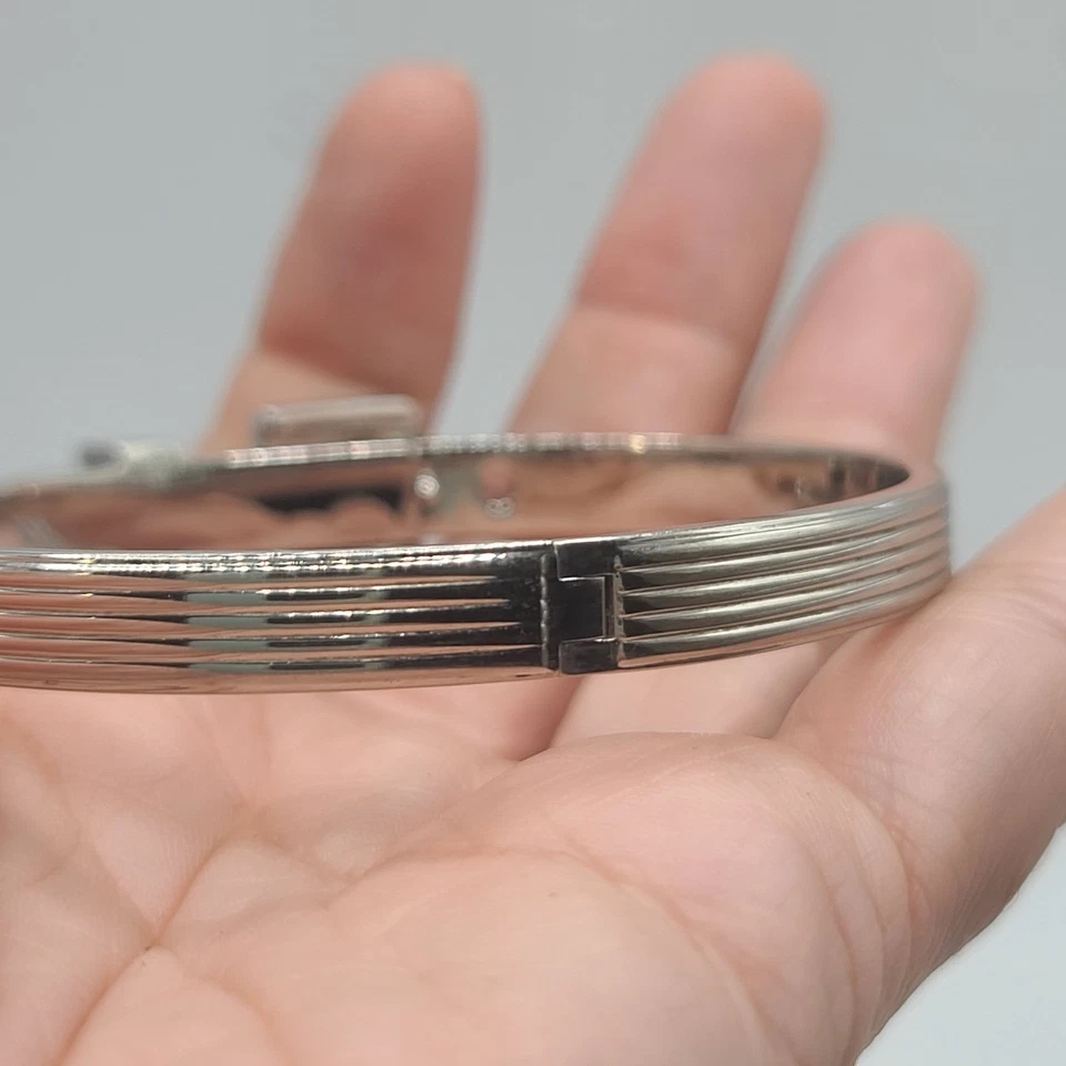 Michael Kors Buckle Bangle Bracelet Silver Tone Size 6.5 - Image 2 of 4