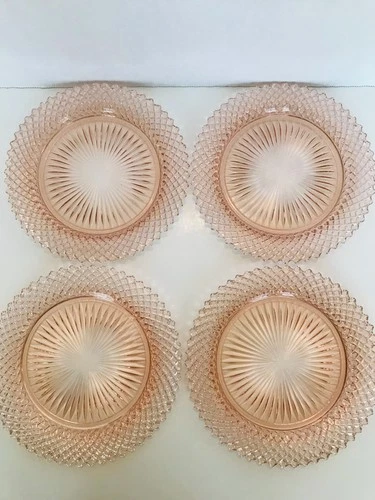 Anchor Hocking Pink Miss America Depression Glass Salad Plates - 4