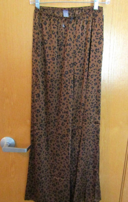 Auden Womens Leopard Wide Leg Satin Like Pants XS Pajama Pj Target