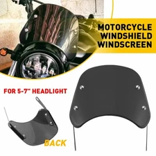 Motorcycle ABS Black Universal Windshield for 5-7" Round Headlight Cafe Racer PY