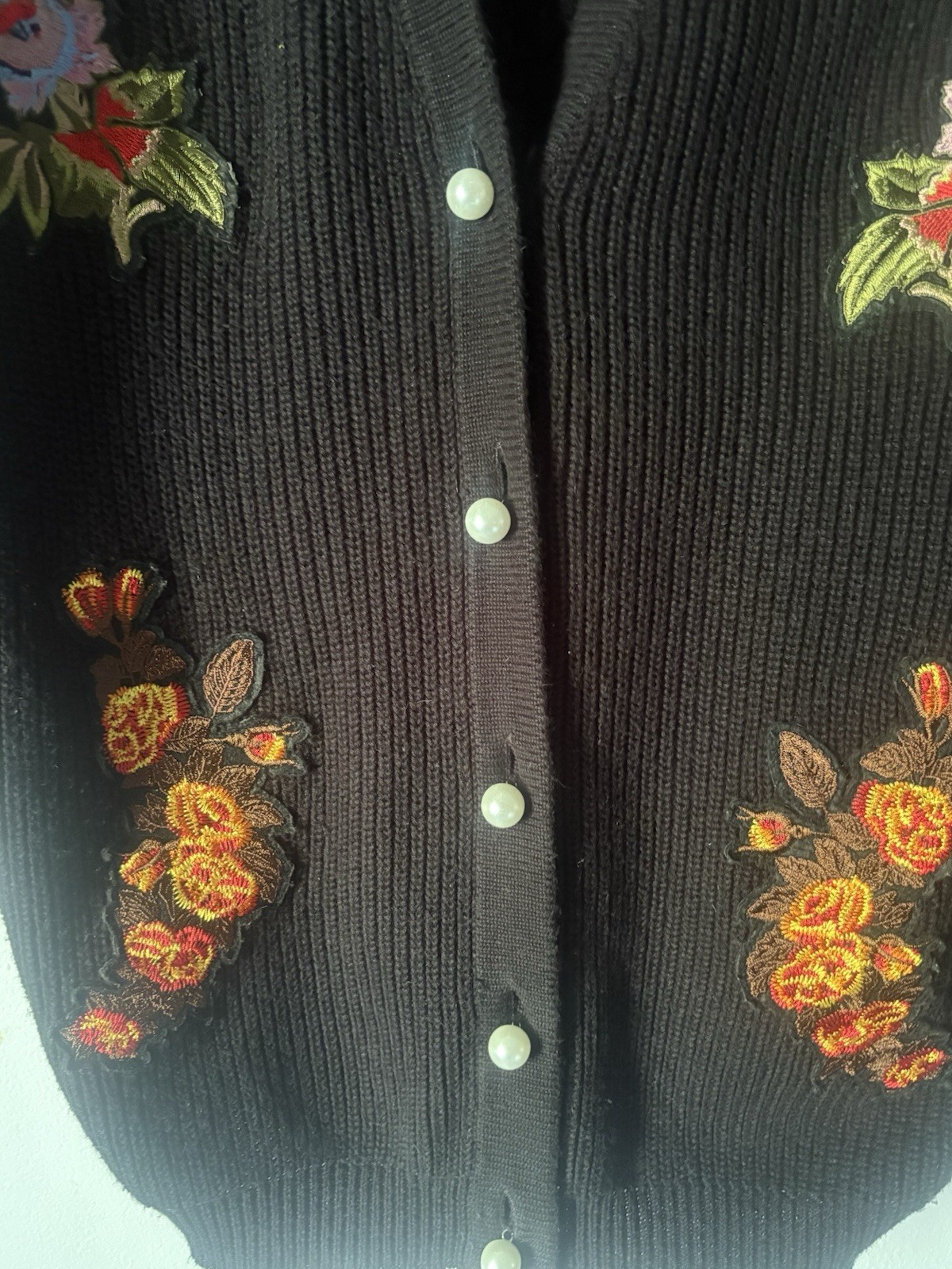 Bloomingdales AQUA Embroidered Patch Cardigan Swe… - image 9