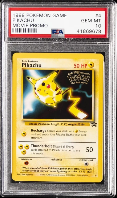 1999 POKEMON GAME MOVIE MOVIE PROMO #4 PIKACHU PSA 10