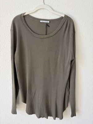Michael Stars Josie Swing Top Waffle Knit Olive One Size Casual Bohemian Retro