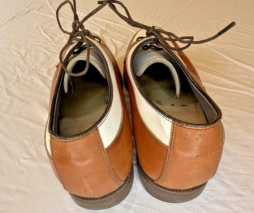 Footjoy Classic 1980's Golf Shoes Men's White Brown 10.5 Spikes Handcrafted USA - Image 4 of 4