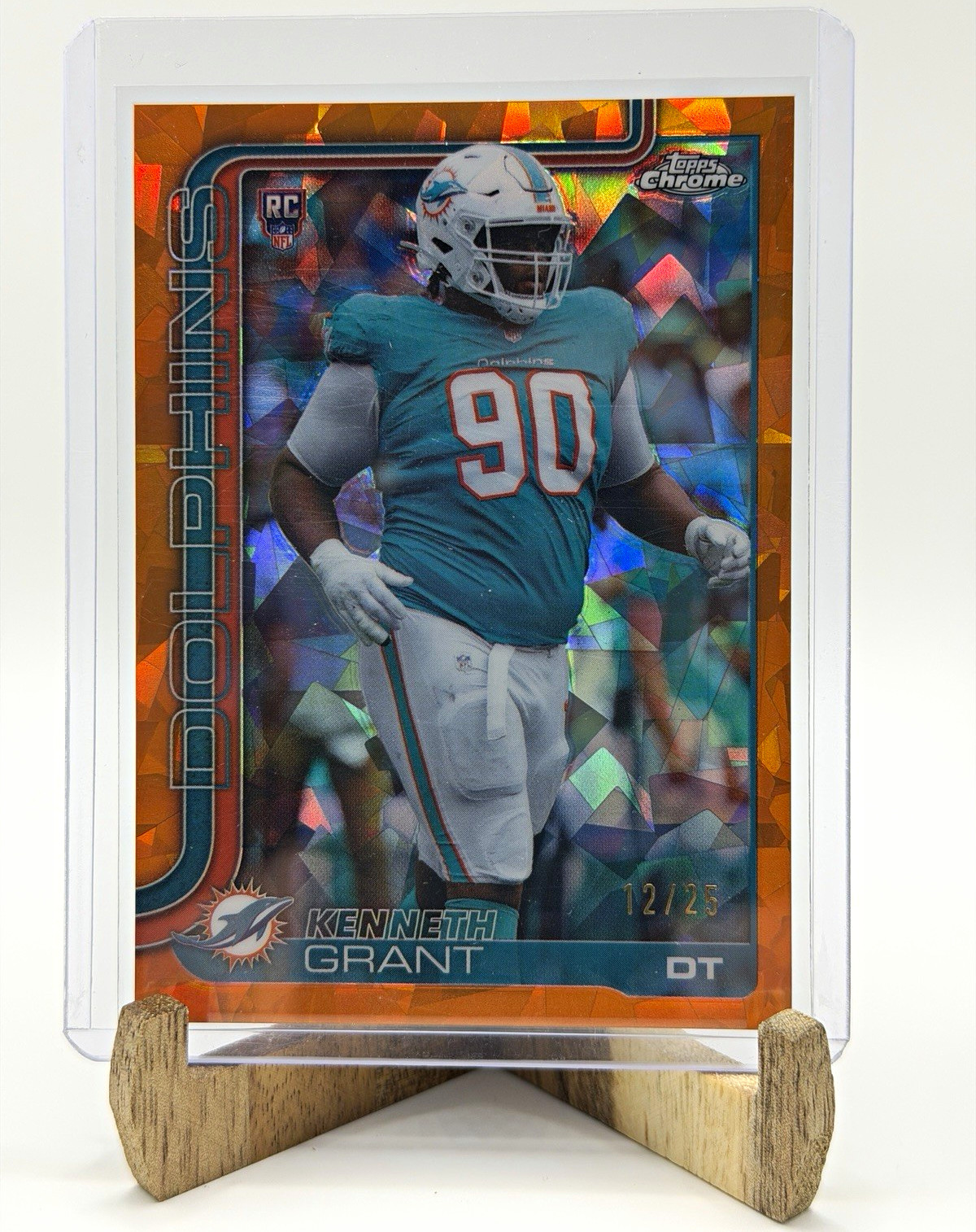 2025 Topps Chrome Sapphire Kenneth Grant RC Rookie Orange 12/25 #362 Dolphins