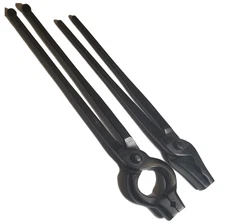 Blacksmith Tongs Set - Starter Kit - Wolf Jaw Plus V-bit Tongs (Medium, Black)