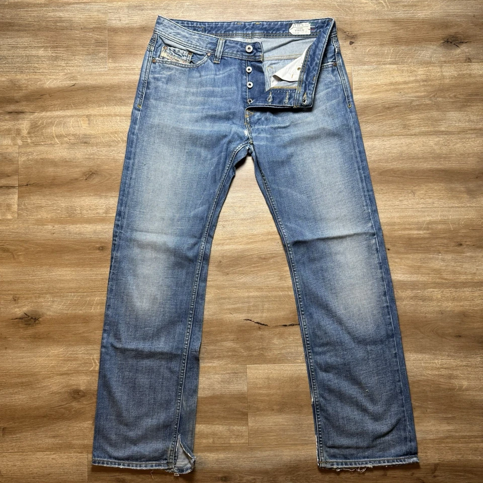 Diesel джинсы мужчин 33 x 32 синий Viker прямые штанины хлопок сделано в Италии изменен 008AT - Изображение 2 из 4