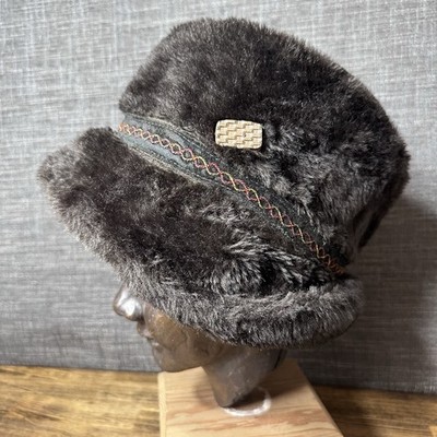VTG Women s Brown Faux Fur Bavarian Cap Quilted Liner Winter Hat