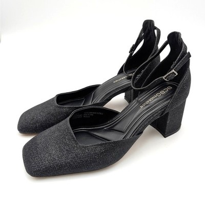 BCBGeneration Rola Shimmery Block Heel Pump Women's Black Size US7M EU37.5